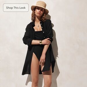 J Crew Linen Cotton Beach Shirt Cover Up